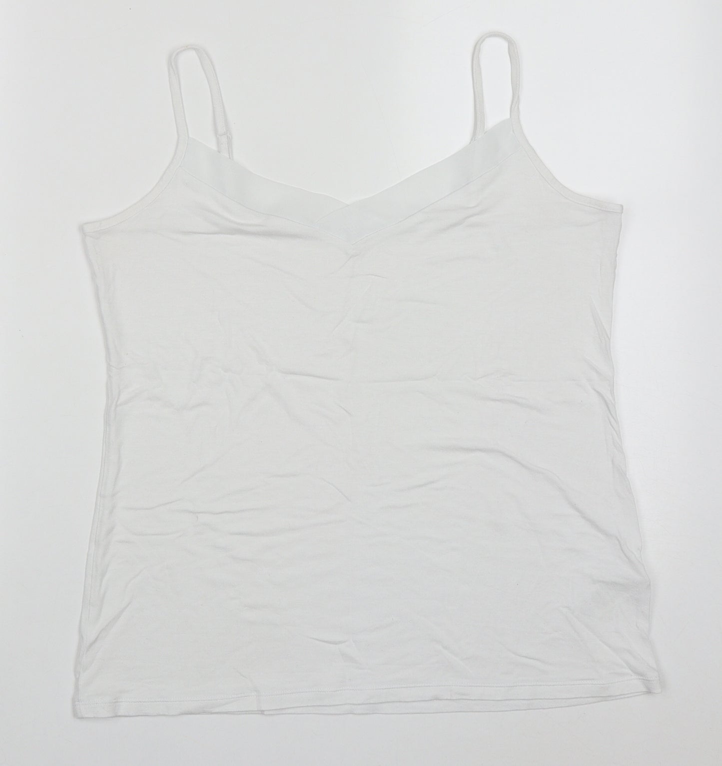 Marks and Spencer Womens White  Viscose Basic Tank Size 16 V-Neck