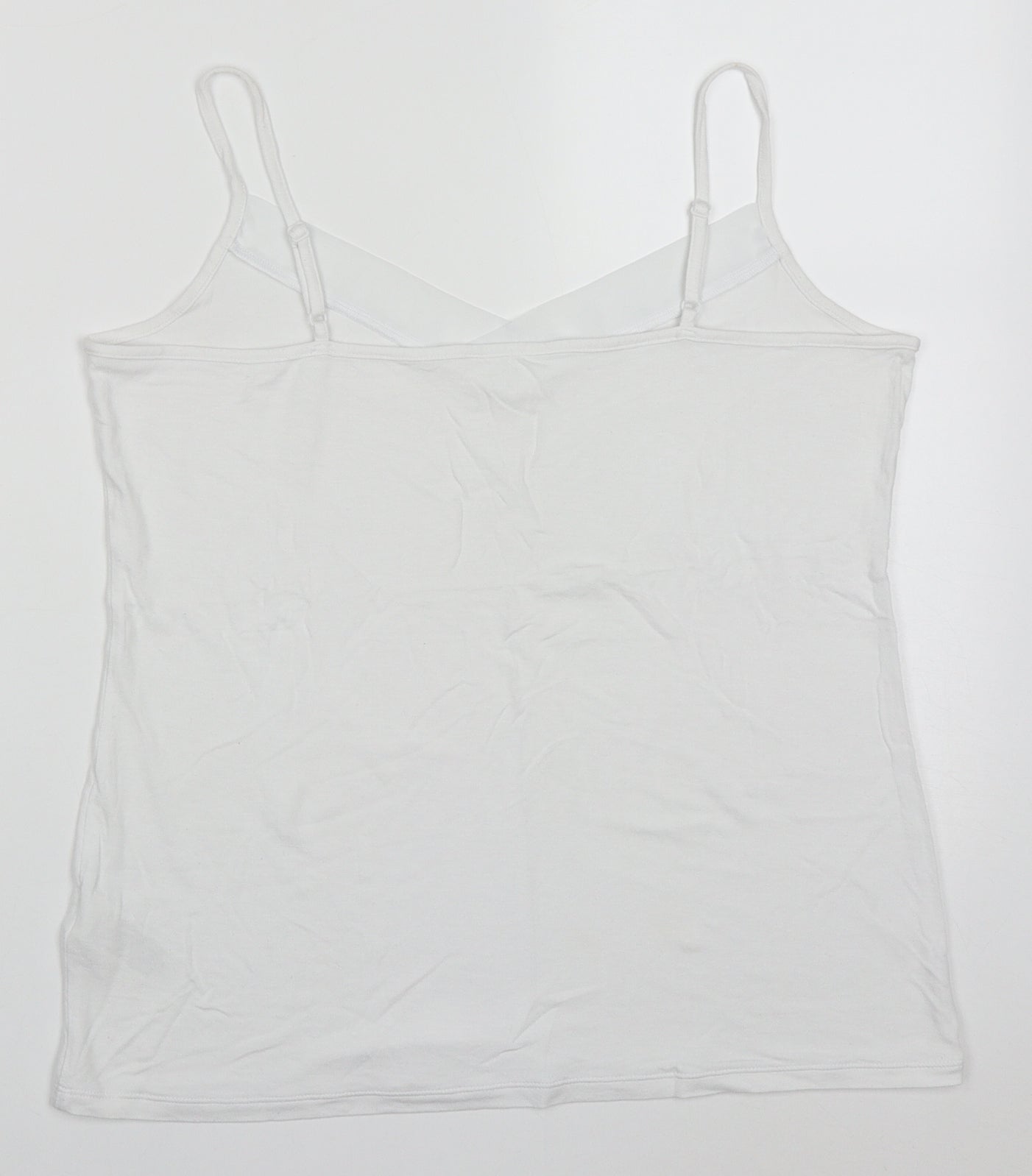 Marks and Spencer Womens White  Viscose Basic Tank Size 16 V-Neck