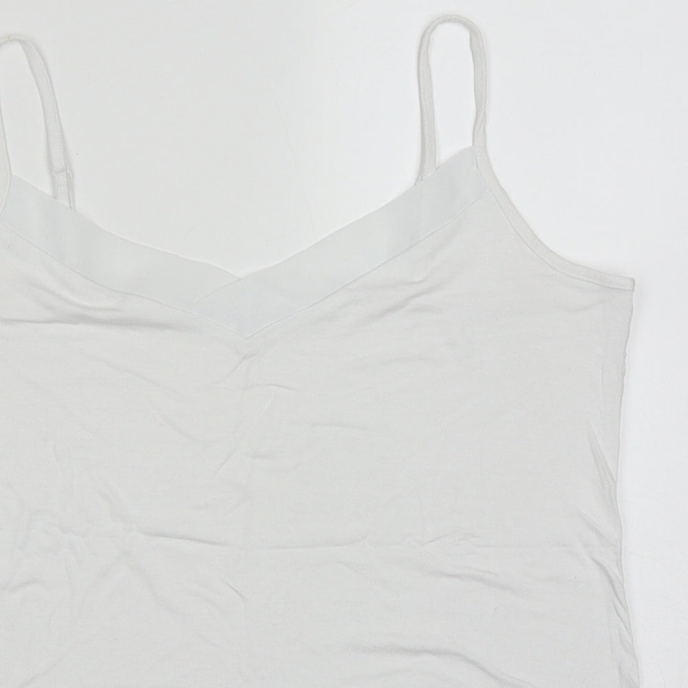 Marks and Spencer Womens White  Viscose Basic Tank Size 16 V-Neck
