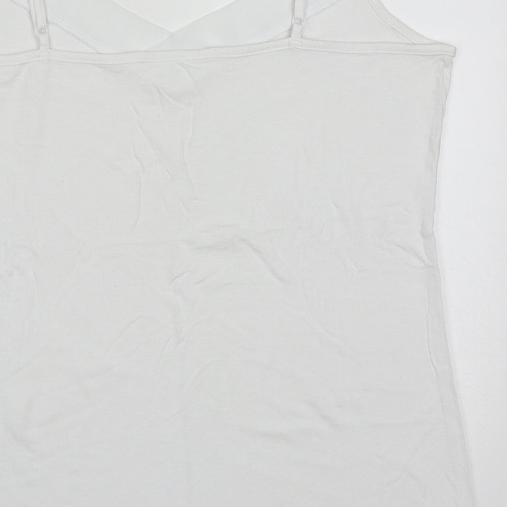 Marks and Spencer Womens White  Viscose Basic Tank Size 16 V-Neck