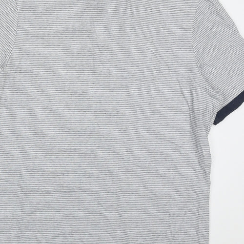 F&F Mens Blue Striped Cotton  Polo Size M Collared Pullover