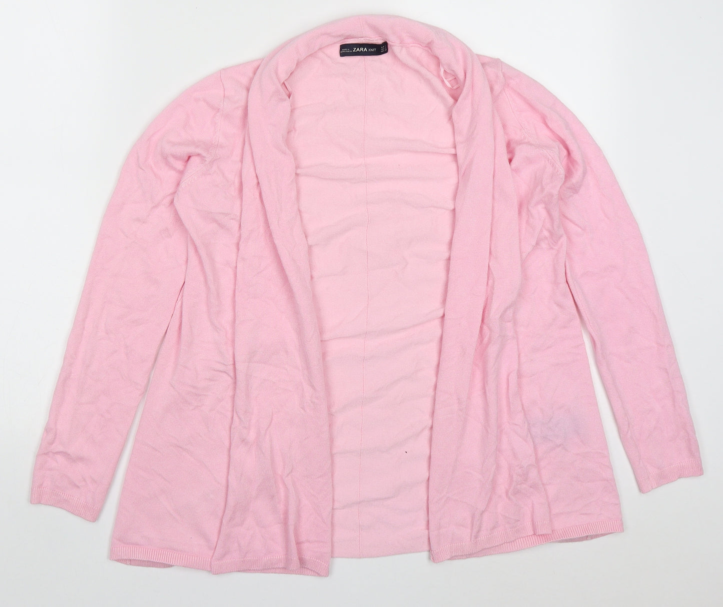 Zara Womens Pink V-Neck  Viscose Cardigan Jumper Size L