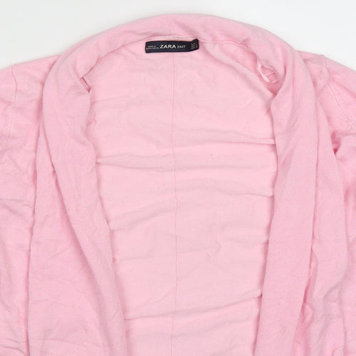 Zara Womens Pink V-Neck  Viscose Cardigan Jumper Size L