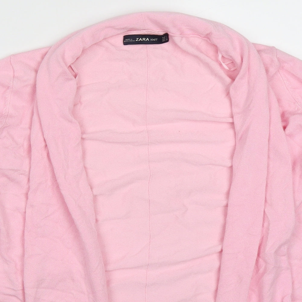 Zara Womens Pink V-Neck  Viscose Cardigan Jumper Size L