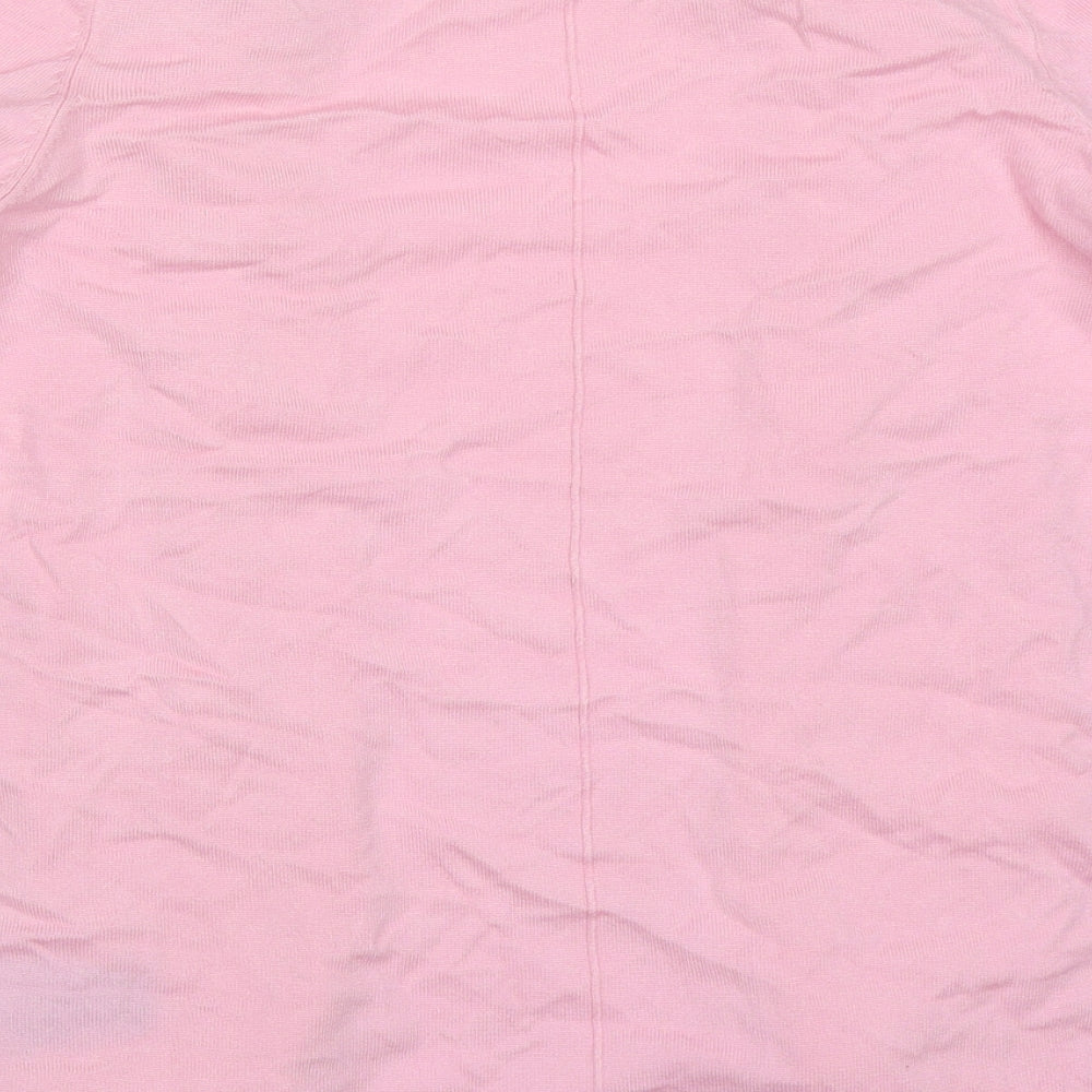 Zara Womens Pink V-Neck  Viscose Cardigan Jumper Size L