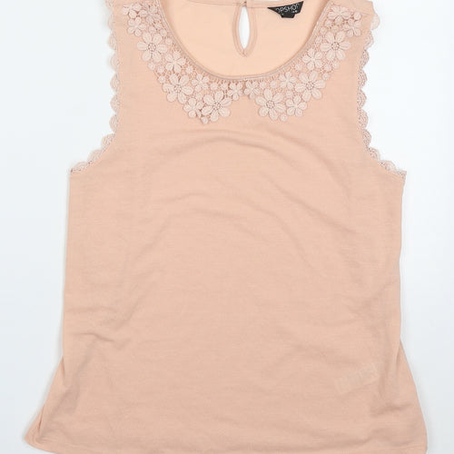 Topshop Womens Pink  Polyester Basic Tank Size 10 Round Neck
