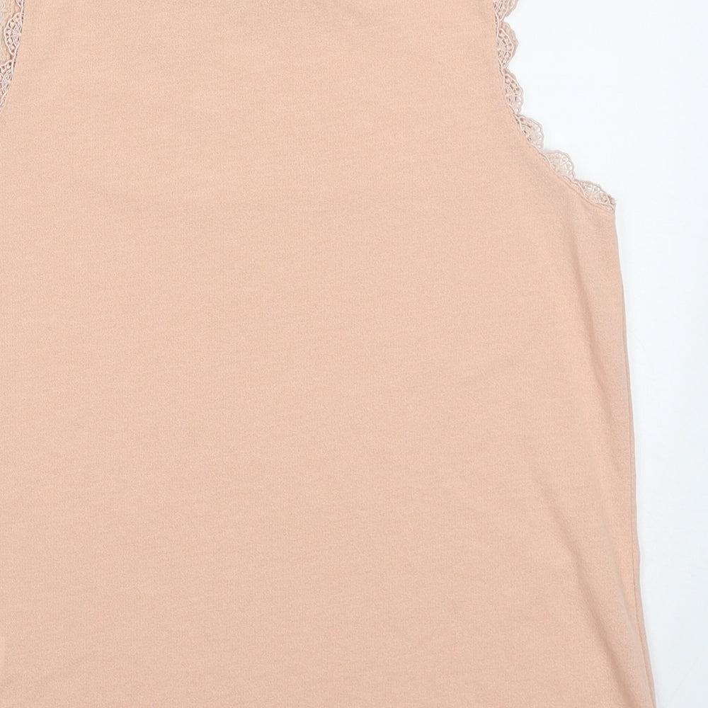 Topshop Womens Pink  Polyester Basic Tank Size 10 Round Neck