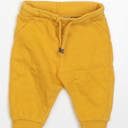 F&F Boys Yellow  Cotton Sweatpants Trousers Size 3-6 Months  Drawstring