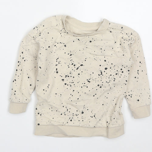 Matalan Baby Beige  Cotton Basic T-Shirt Size 18-24 Months Crew Neck Pullover - Splatter Print