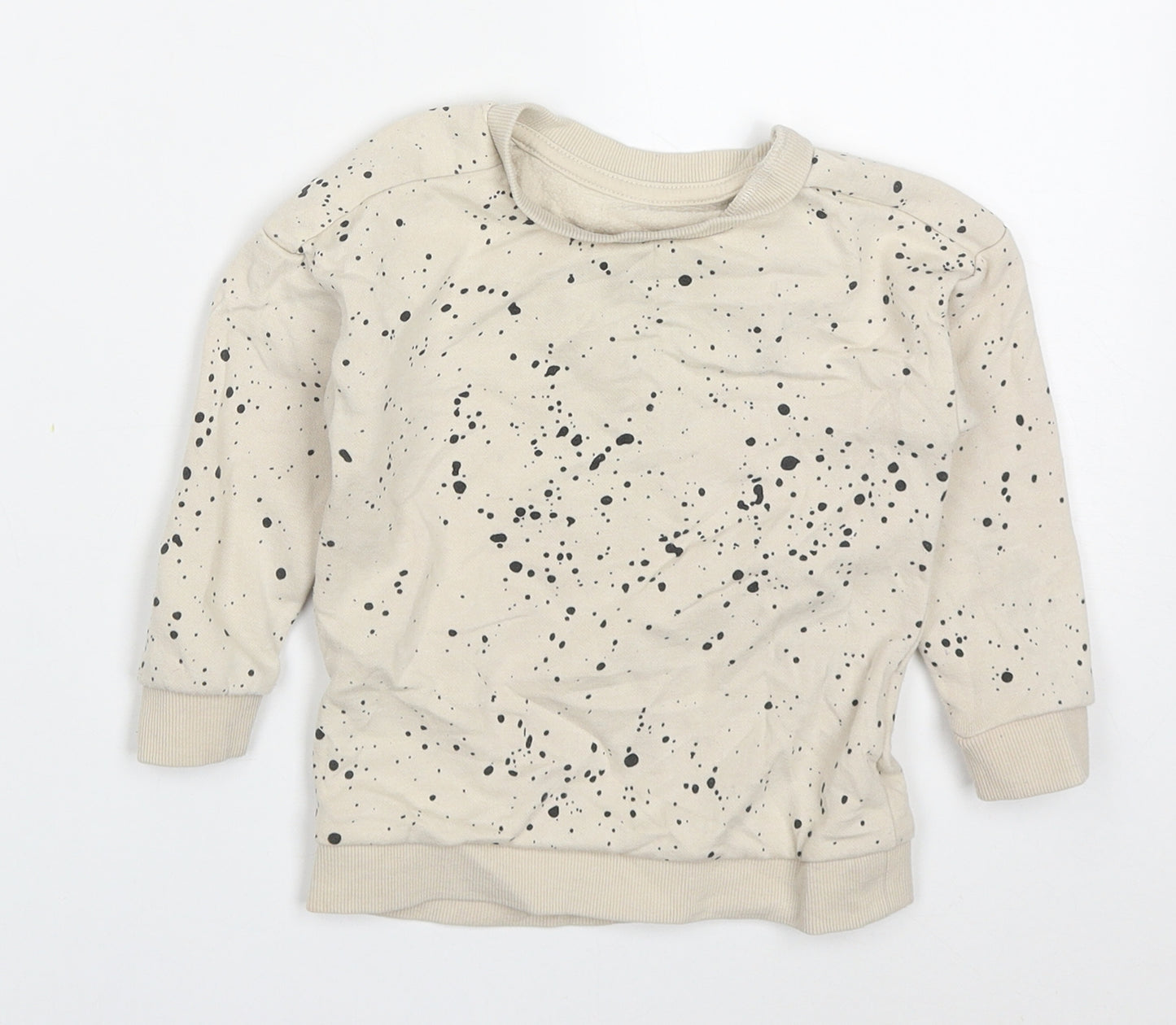 Matalan Baby Beige  Cotton Basic T-Shirt Size 18-24 Months Crew Neck Pullover - Splatter Print