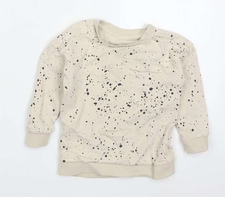 Matalan Baby Beige  Cotton Basic T-Shirt Size 18-24 Months Crew Neck Pullover - Splatter Print
