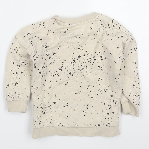 Matalan Baby Beige  Cotton Basic T-Shirt Size 18-24 Months Crew Neck Pullover - Splatter Print