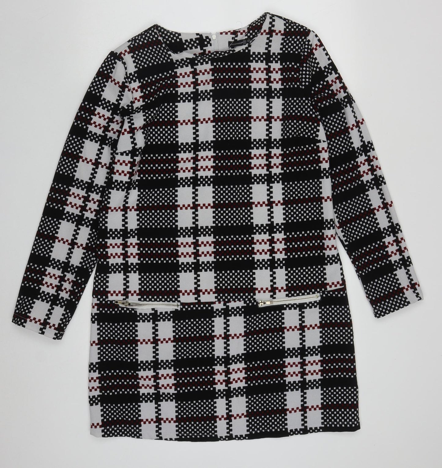 Atmosphere Womens Multicoloured Check Polyester Shift  Size 14  Round Neck Pullover