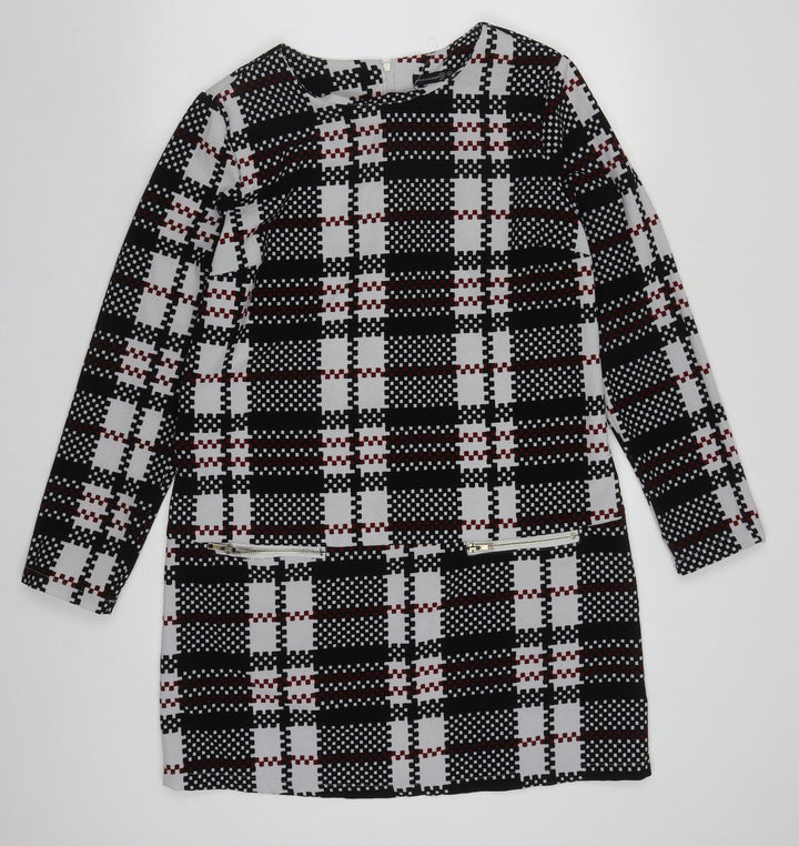 Atmosphere Womens Multicoloured Check Polyester Shift  Size 14  Round Neck Pullover