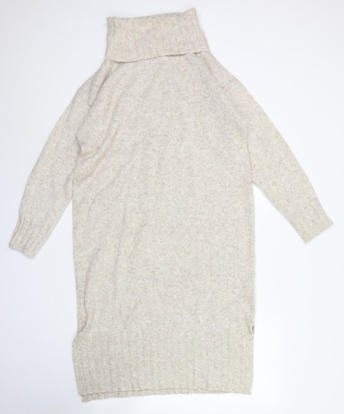 New Look Womens Beige  Acrylic Jumper Dress  Size M  Roll Neck