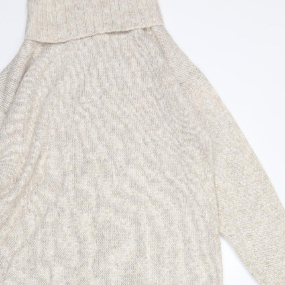 New Look Womens Beige  Acrylic Jumper Dress  Size M  Roll Neck