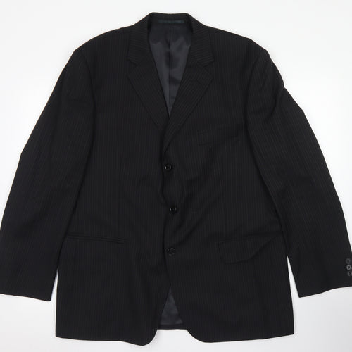 Sovereign Mens Black Striped Wool Jacket Blazer Size 44