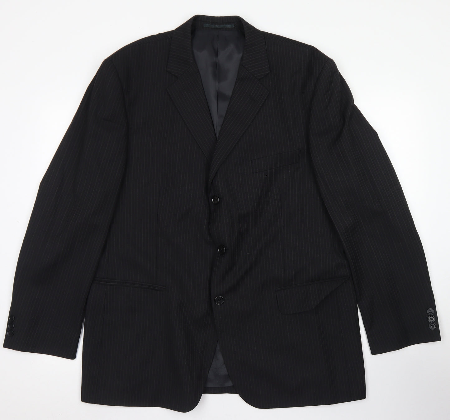 Sovereign Mens Black Striped Wool Jacket Blazer Size 44