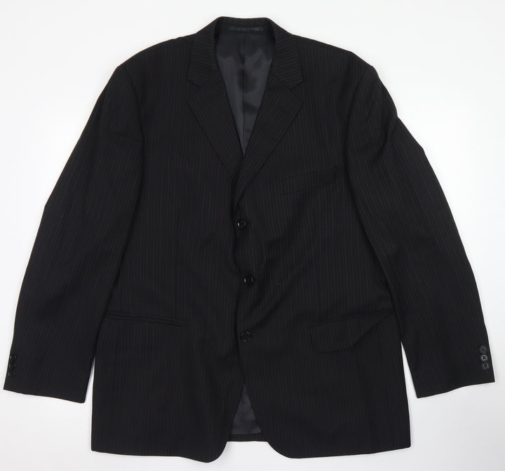 Sovereign Mens Black Striped Wool Jacket Blazer Size 44