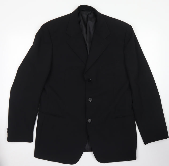 Savatini Mens Black  Polyester Jacket Blazer Size 38