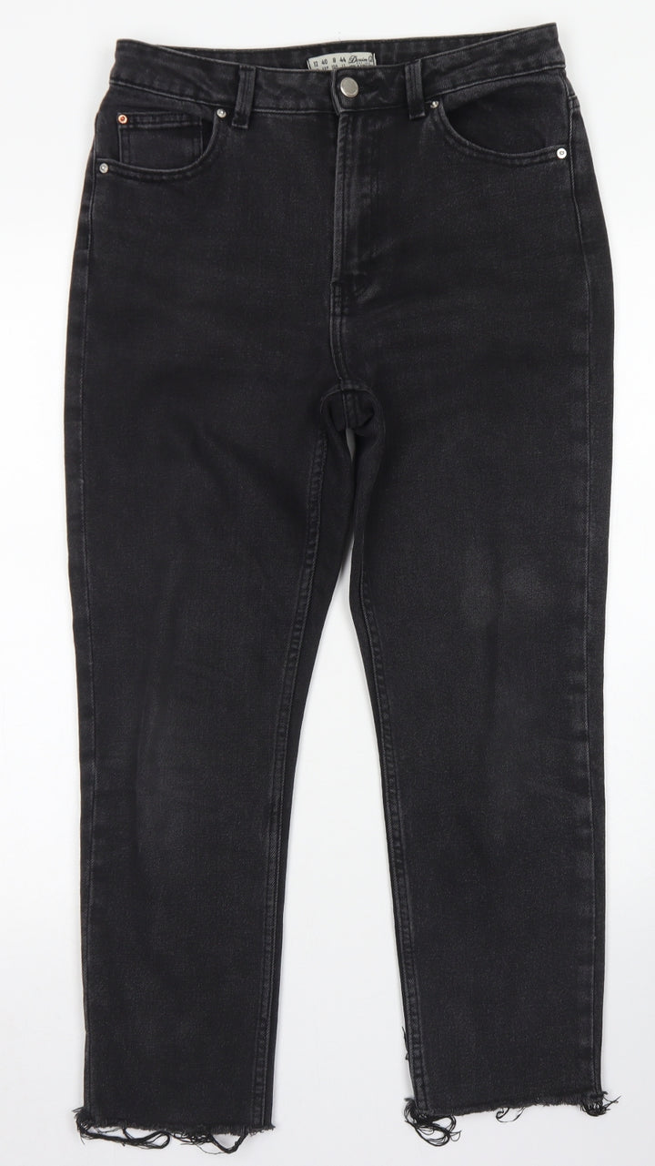 Denim Co Womens Black Cotton Straight Jeans Size 12 L24 in Regular Button
