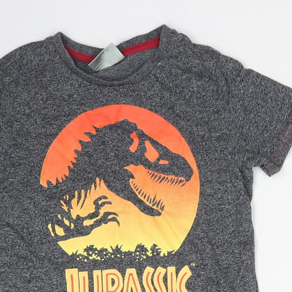 F&F Boys Grey  Cotton Basic Polo Size 5-6 Years Crew Neck  - Jurassic World