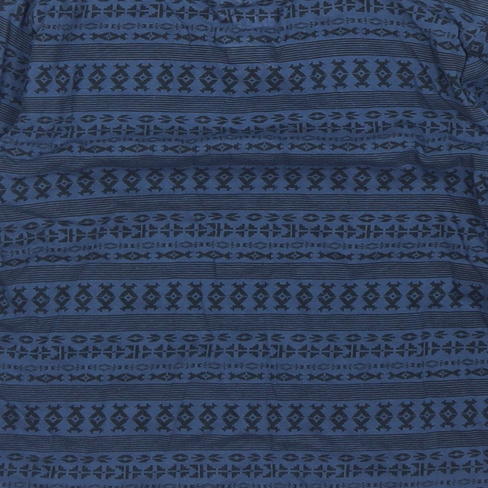 F&F Boys Blue Fair Isle Cotton Basic T-Shirt Size 5-6 Years Crew Neck