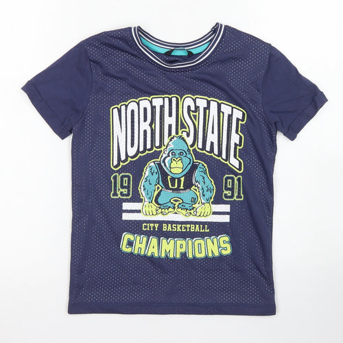 George Boys Blue  Cotton Jersey T-Shirt Size 6-7 Years Crew Neck