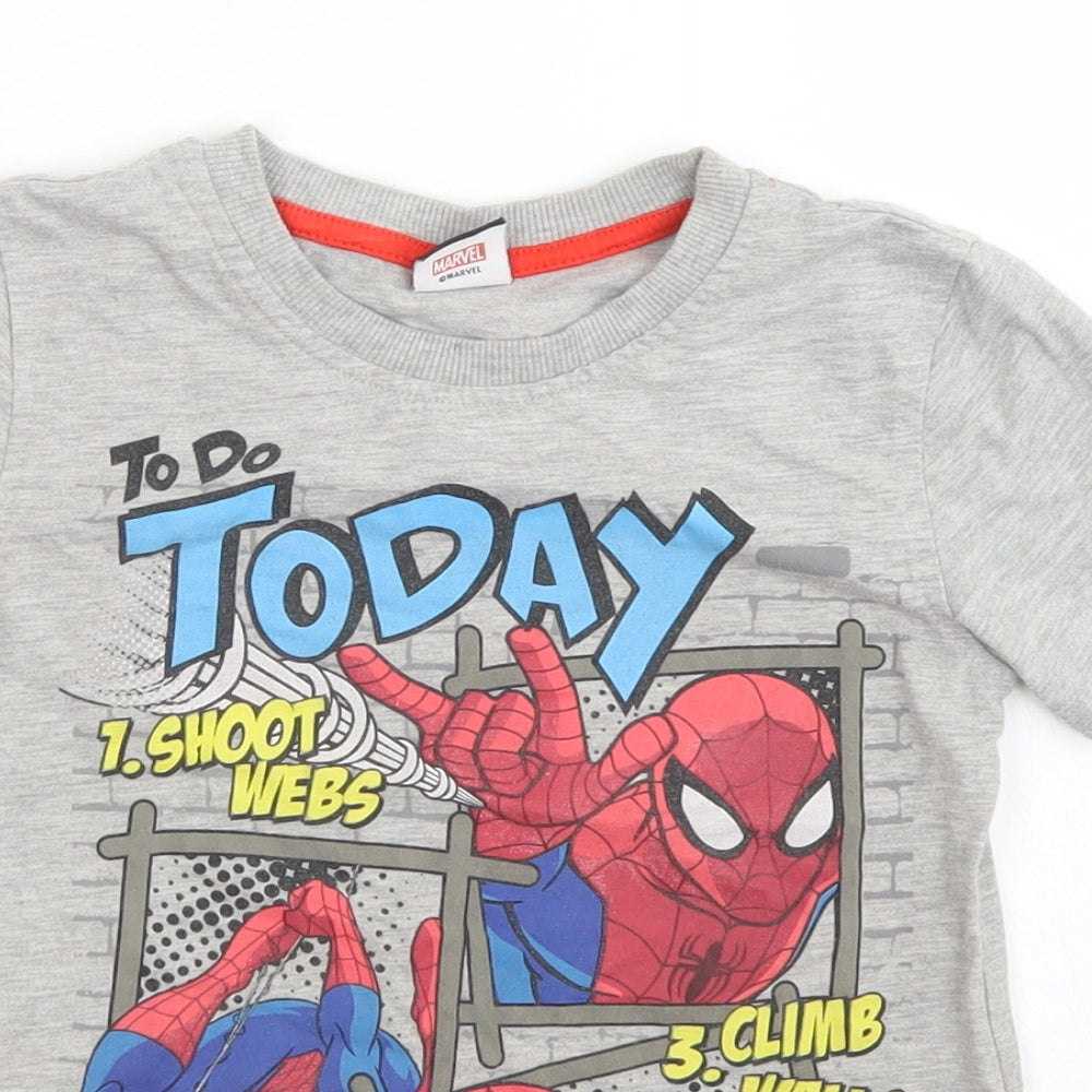George Boys Grey  Cotton Basic T-Shirt Size 6-7 Years Crew Neck  - Spider-Man
