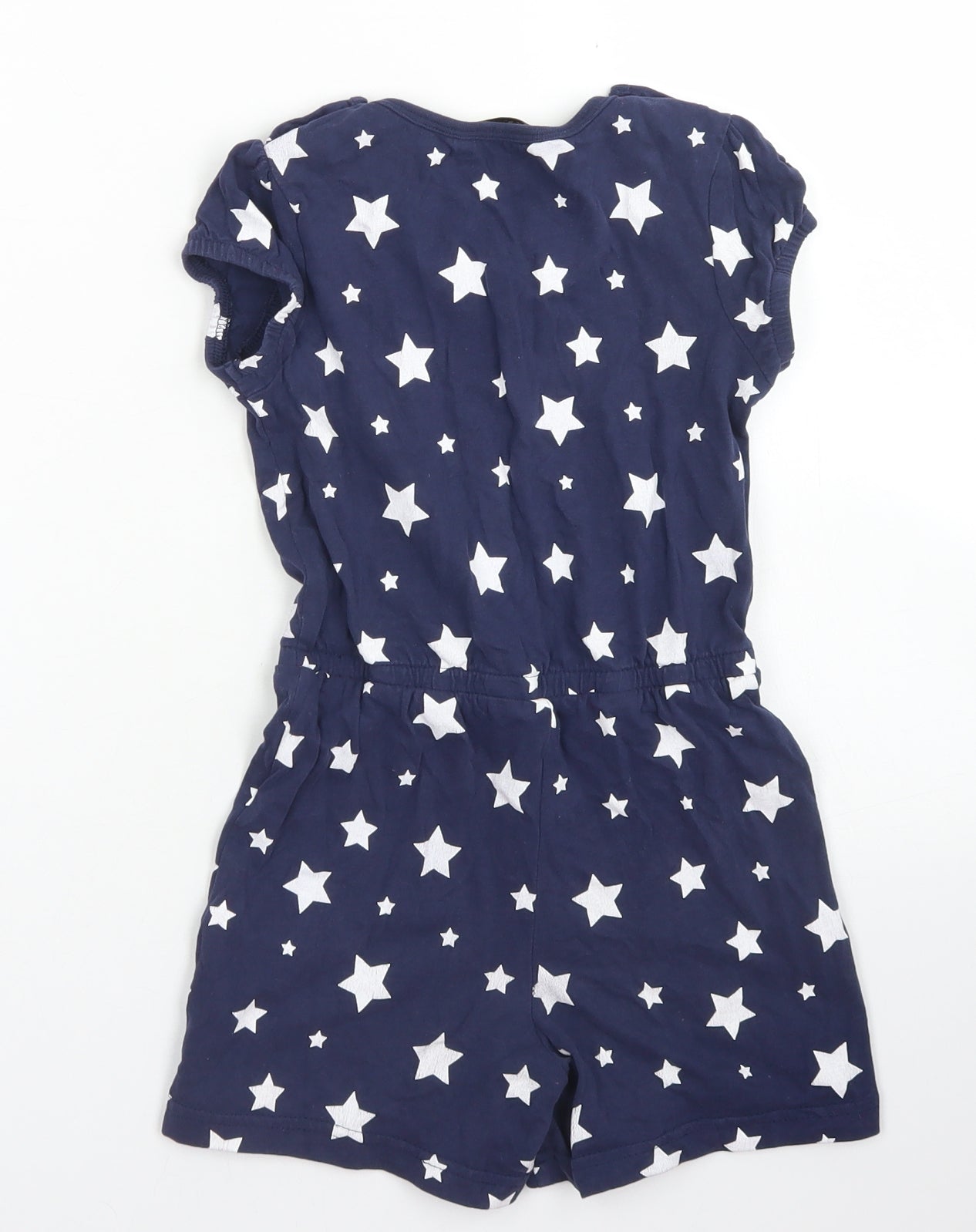 George Girls Blue Spotted Cotton Playsuit One-Piece Size 4-5 Years  Button - Star Print