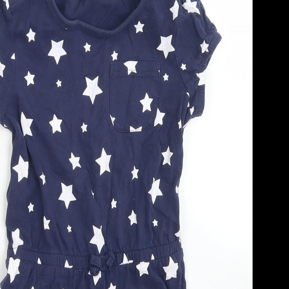 George Girls Blue Spotted Cotton Playsuit One-Piece Size 4-5 Years  Button - Star Print