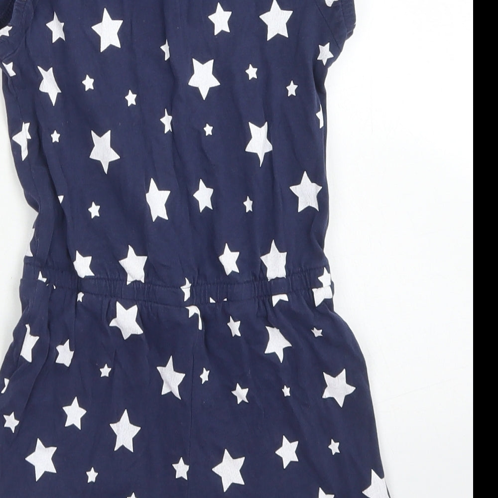 George Girls Blue Spotted Cotton Playsuit One-Piece Size 4-5 Years  Button - Star Print
