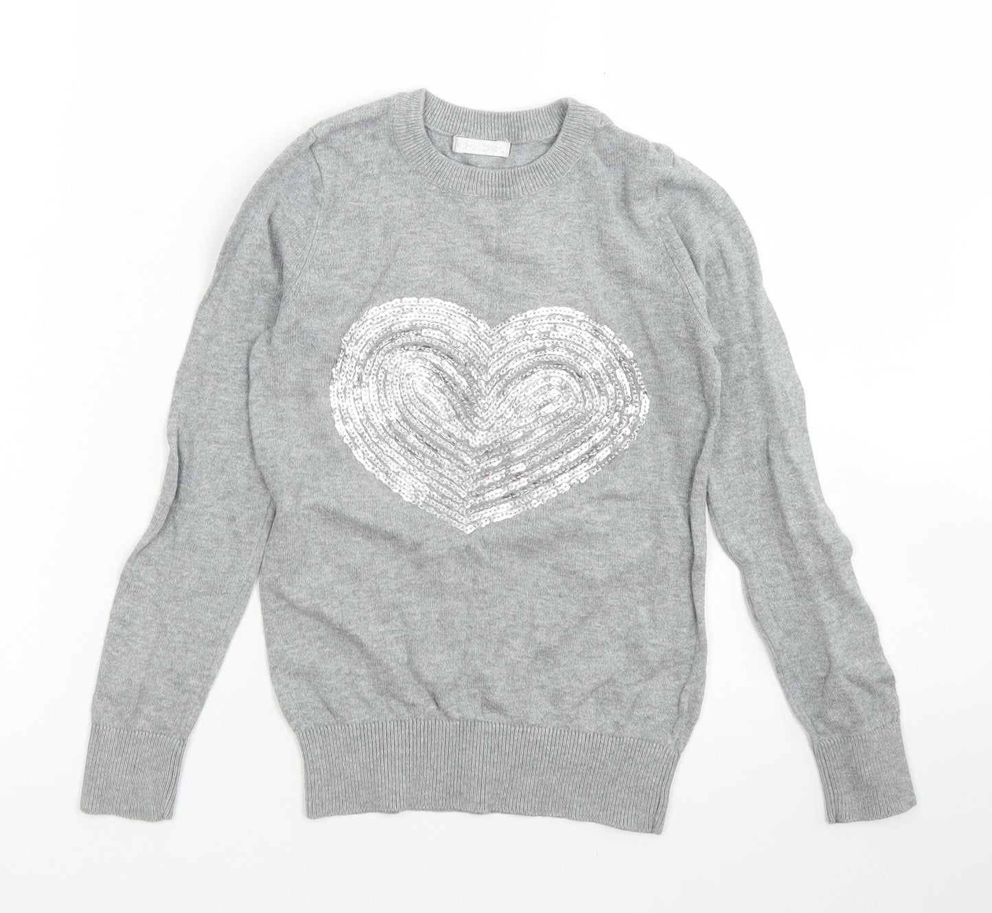 Cherokee Girls Grey Crew Neck  Cotton Pullover Jumper Size 5-6 Years