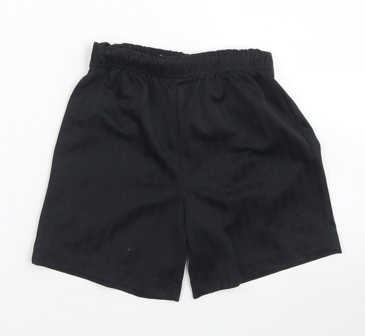 NEXT Boys Black Striped Polyester Sweat Shorts Size 6 Years Regular Drawstring