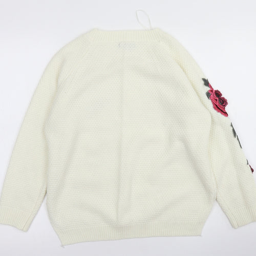 Paramour Womens Ivory Crew Neck  Acrylic Pullover Jumper Size S