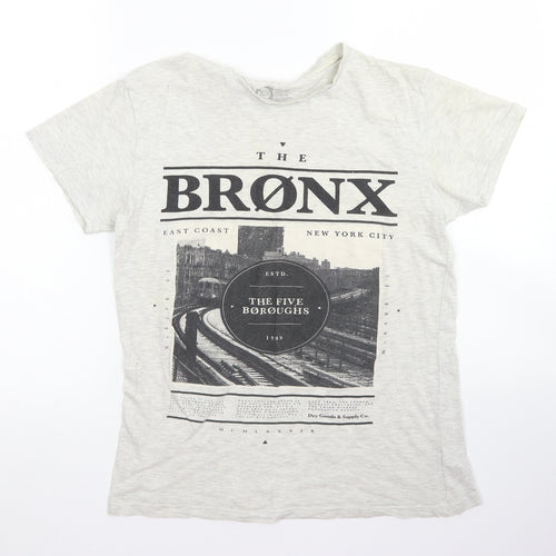 Cedar Wood State Mens Grey  Cotton  T-Shirt Size XS Crew Neck  - The Bronx