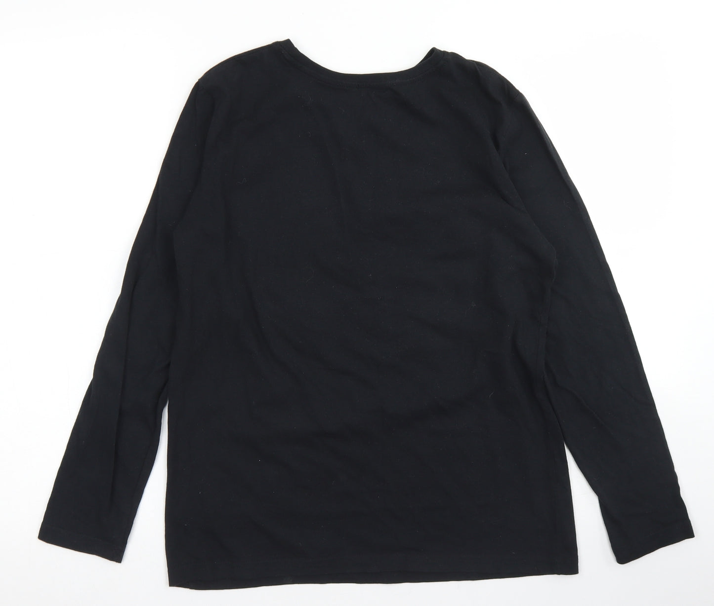 Rebel Boys Black  Cotton Basic T-Shirt Size 12-13 Years Crew Neck