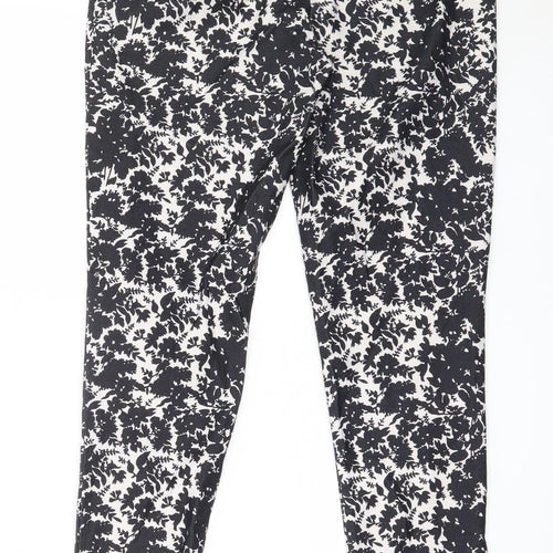 New Look Womens Black Floral Polyester Capri Trousers Size 8 L28 in Regular