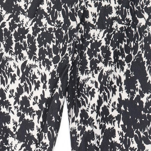 New Look Womens Black Floral Polyester Capri Trousers Size 8 L28 in Regular