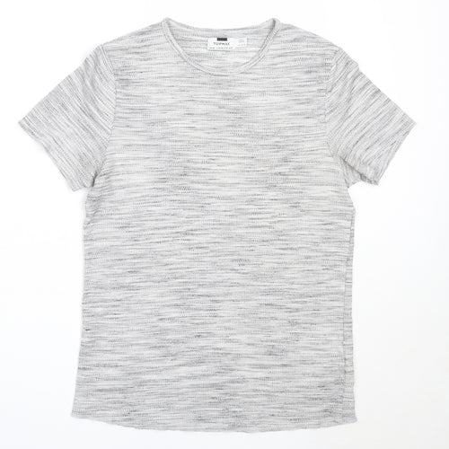 Topman Mens Grey  Polyester  T-Shirt Size XS Round Neck