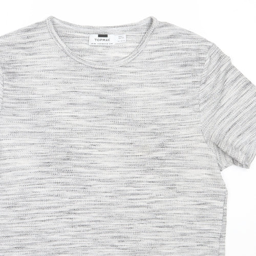 Topman Mens Grey  Polyester  T-Shirt Size XS Round Neck