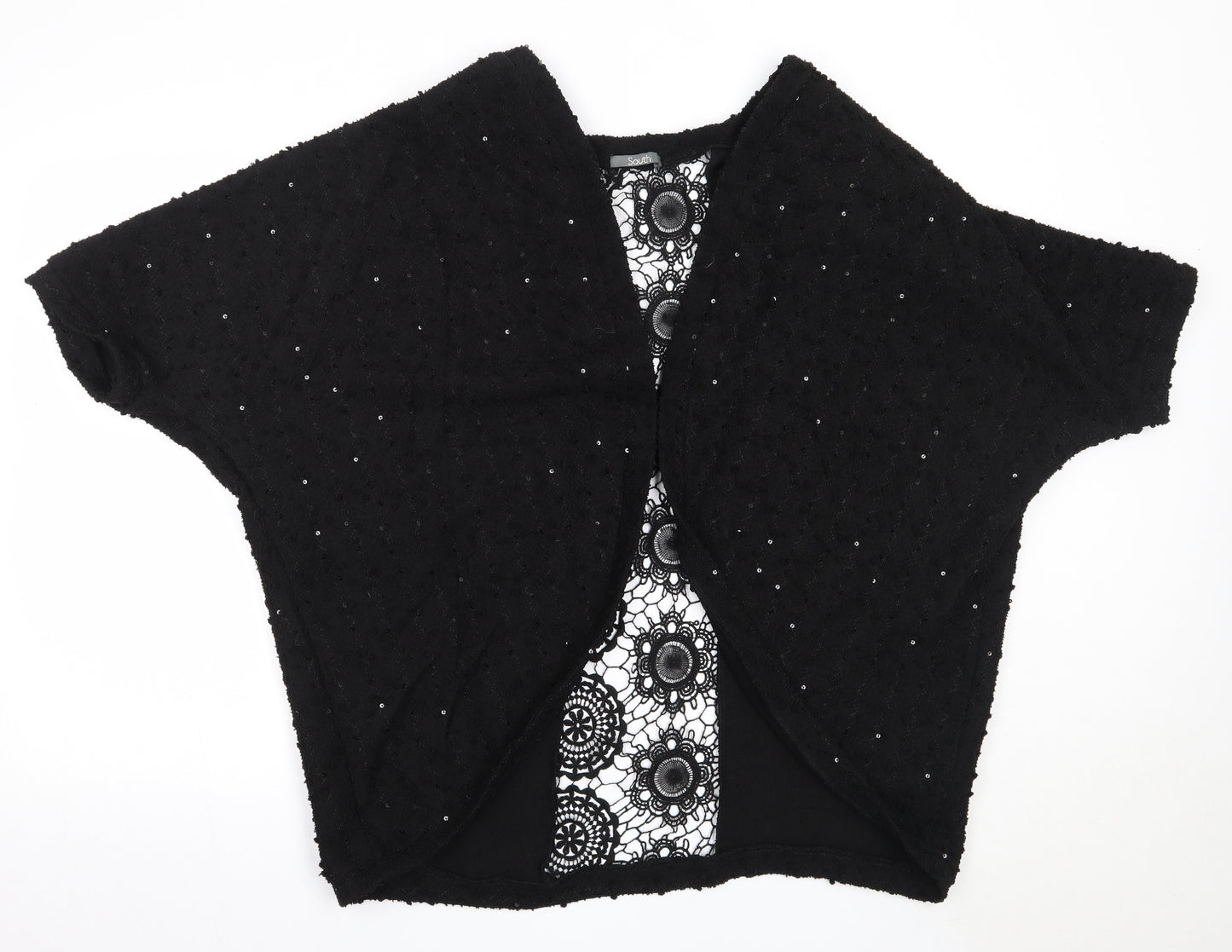 South Womens Black Round Neck  Polyester Cardigan Jumper Size 16