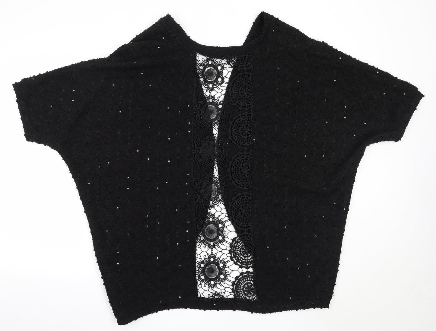 South Womens Black Round Neck  Polyester Cardigan Jumper Size 16
