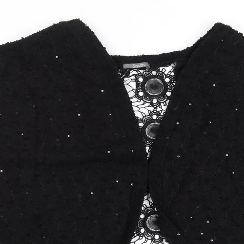 South Womens Black Round Neck  Polyester Cardigan Jumper Size 16