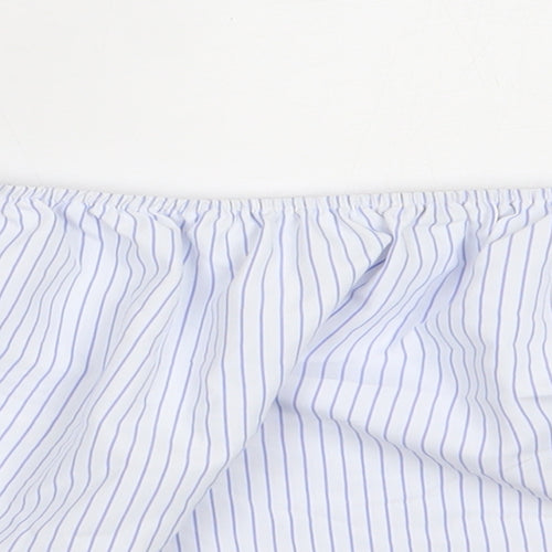 Quiz Womens White Striped Polyester Basic Blouse Size 10 Off the Shoulder