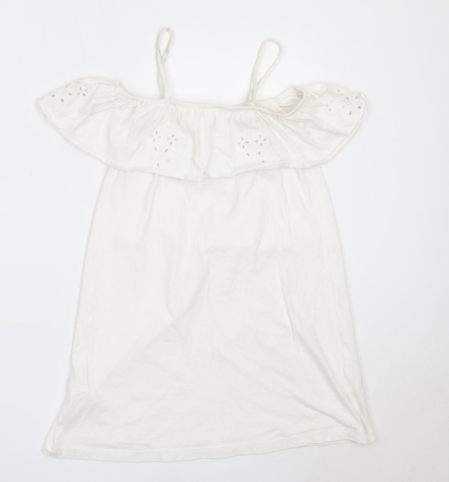 Candy Couture Girls White  Cotton Shift  Size 10 Years  Off the Shoulder