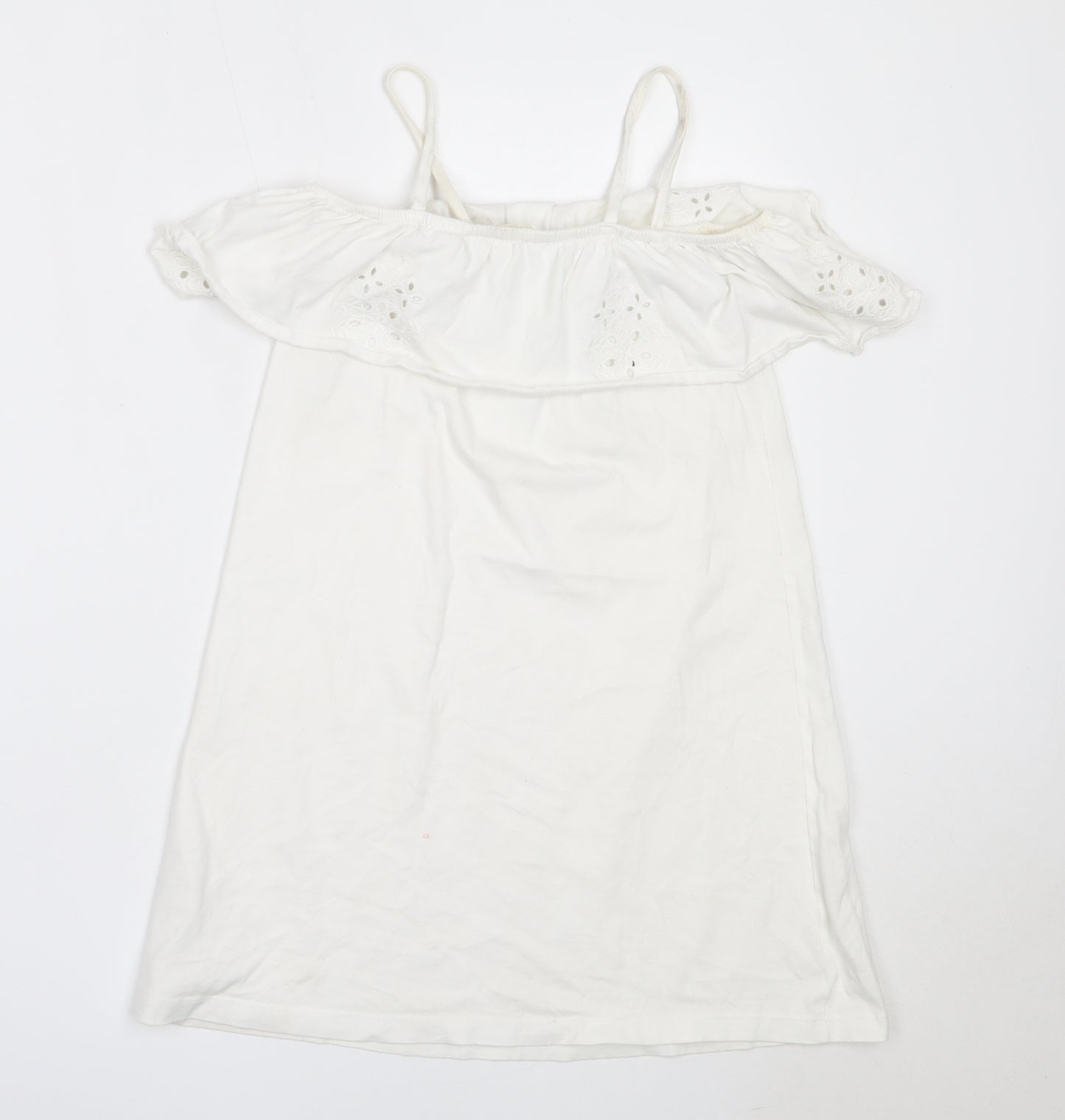 Candy Couture Girls White  Cotton Shift  Size 10 Years  Off the Shoulder