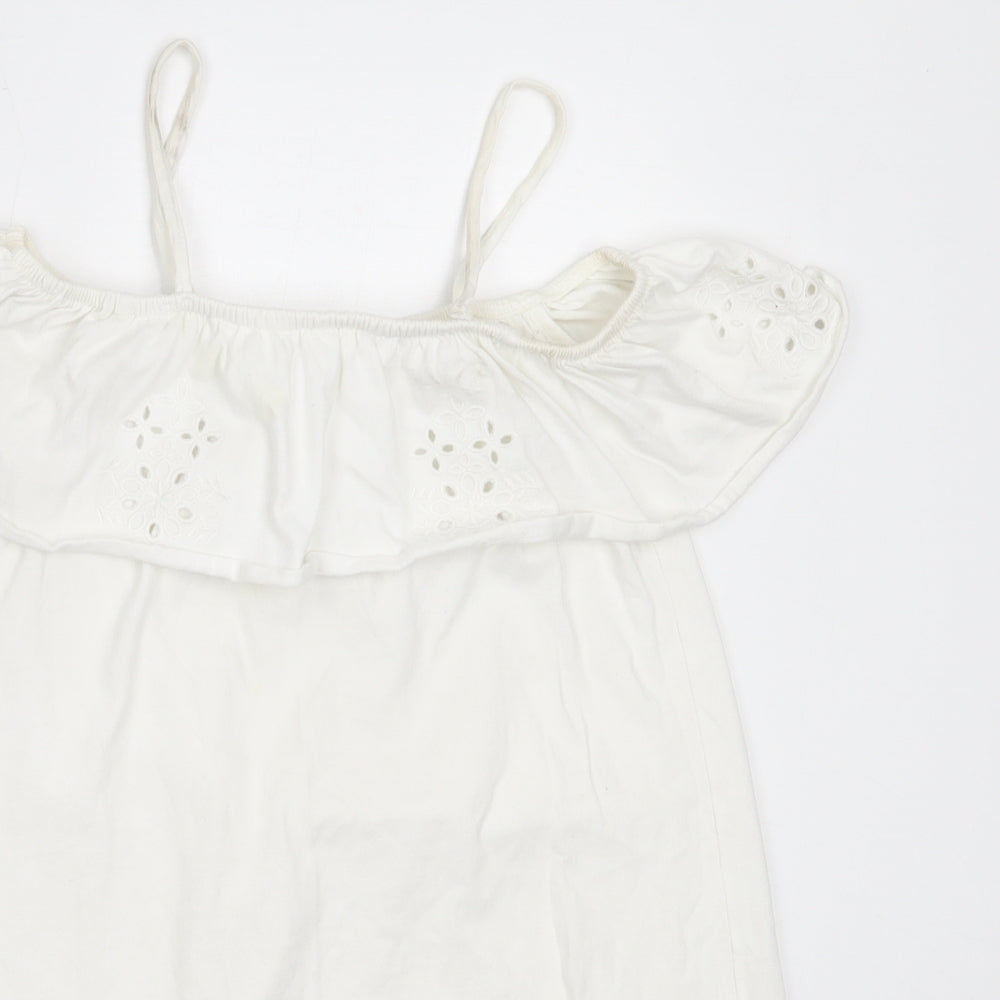 Candy Couture Girls White  Cotton Shift  Size 10 Years  Off the Shoulder