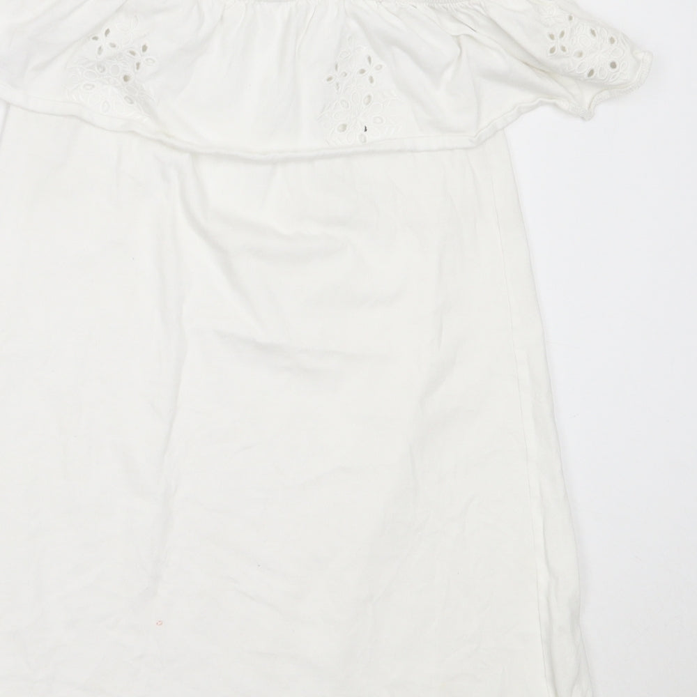 Candy Couture Girls White  Cotton Shift  Size 10 Years  Off the Shoulder