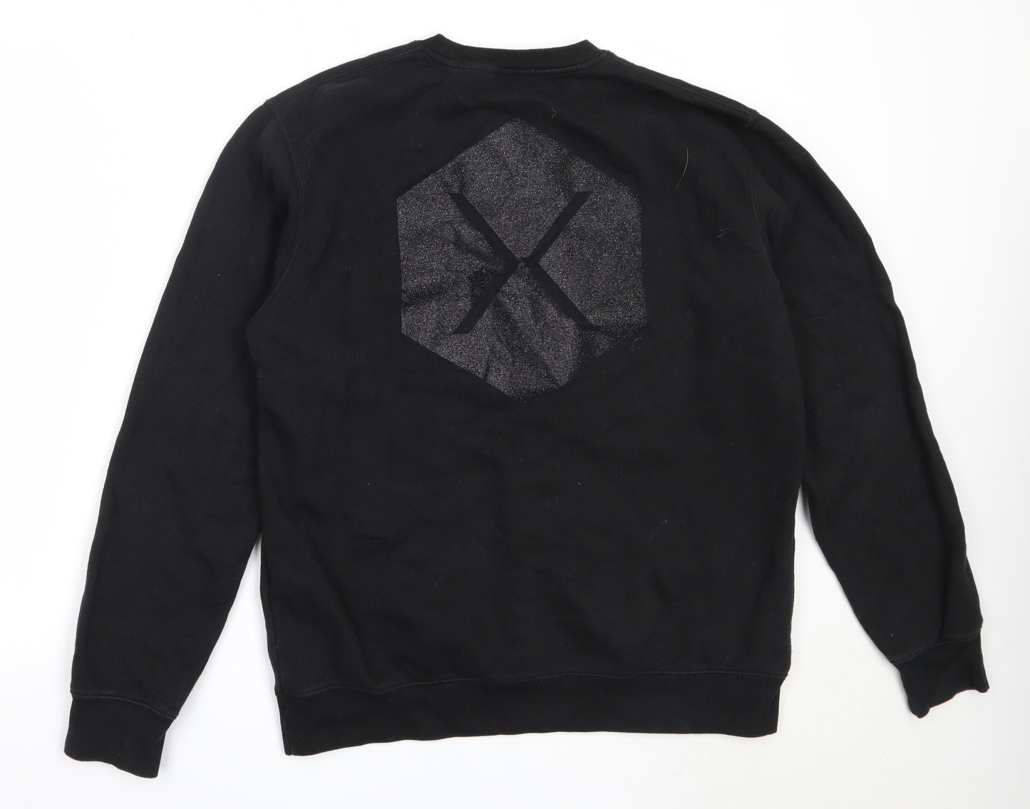 Russell Mens Black  Cotton Pullover Sweatshirt Size L